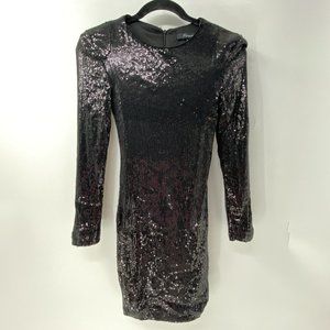 Forever 21 all over sequin long sleeve black dress size S Small